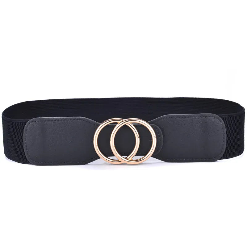 Women's Girdle Elastic Stretch Wide Waist Belts W Double Rings Buckle Cummerbunds Ladies CeinturesCuir