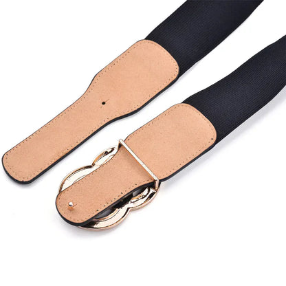 Women's Girdle Elastic Stretch Wide Waist Belts W Double Rings Buckle Cummerbunds Ladies CeinturesCuir