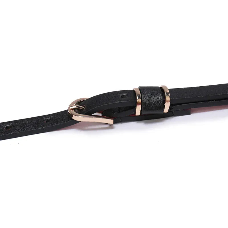 Women's Skinny Leather Belt Solid Color Waist or Hips Ornament Girls 1.5cm Wide Leopard Waistband 10 Sizes to Choose From CeinturesCuir