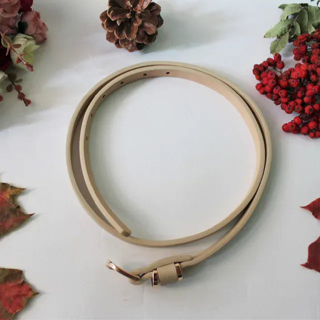 Women's Skinny Leather Belt Solid Color Waist or Hips Ornament Girls 1.5cm Wide Leopard Waistband 10 Sizes to Choose From CeinturesCuir