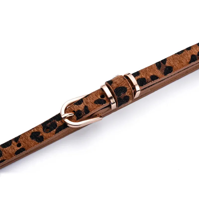 Women's Skinny Leather Belt Solid Color Waist or Hips Ornament Girls 1.5cm Wide Leopard Waistband 10 Sizes to Choose From CeinturesCuir