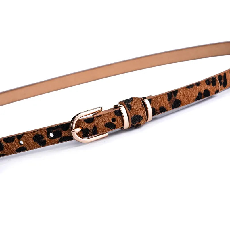 Women's Skinny Leather Belt Solid Color Waist or Hips Ornament Girls 1.5cm Wide Leopard Waistband 10 Sizes to Choose From CeinturesCuir