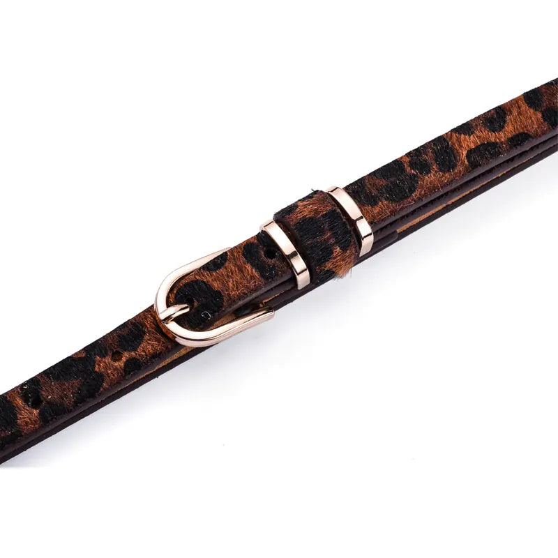 Women's Skinny Leather Belt Solid Color Waist or Hips Ornament Girls 1.5cm Wide Leopard Waistband 10 Sizes to Choose From CeinturesCuir