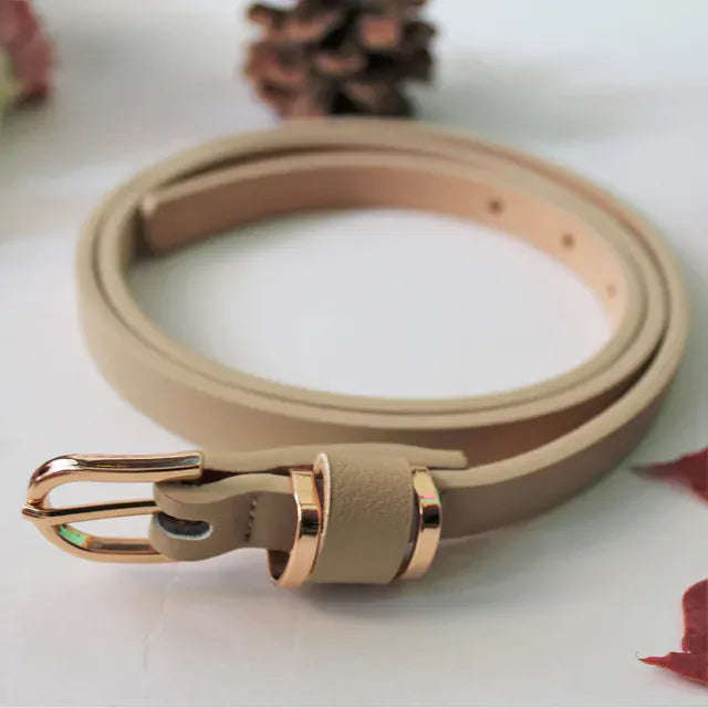 Women's Skinny Leather Belt Solid Color Waist or Hips Ornament Girls 1.5cm Wide Leopard Waistband 10 Sizes to Choose From CeinturesCuir