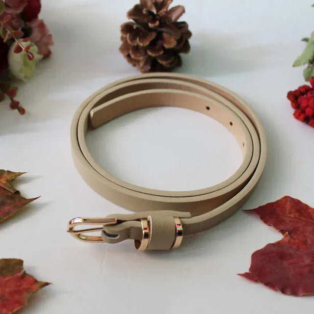 Women's Skinny Leather Belt Solid Color Waist or Hips Ornament Girls 1.5cm Wide Leopard Waistband 10 Sizes to Choose From CeinturesCuir