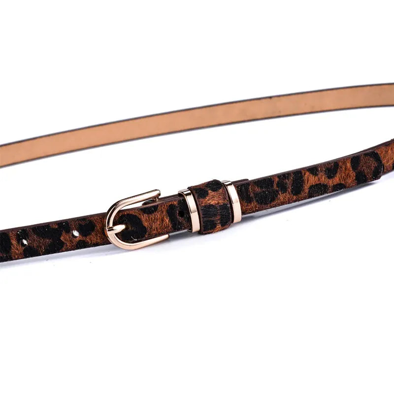 Women's Skinny Leather Belt Solid Color Waist or Hips Ornament Girls 1.5cm Wide Leopard Waistband 10 Sizes to Choose From CeinturesCuir