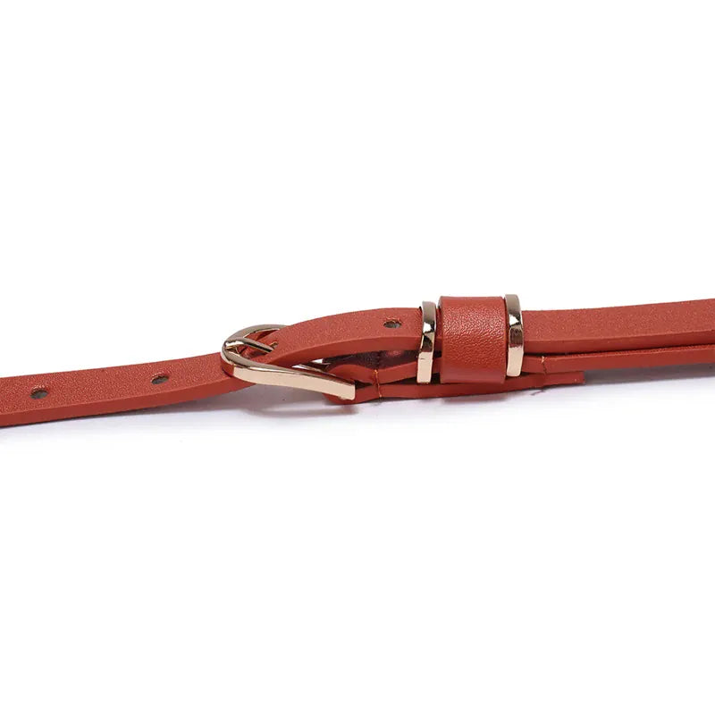 Women's Skinny Leather Belt Solid Color Waist or Hips Ornament Girls 1.5cm Wide Leopard Waistband 10 Sizes to Choose From CeinturesCuir