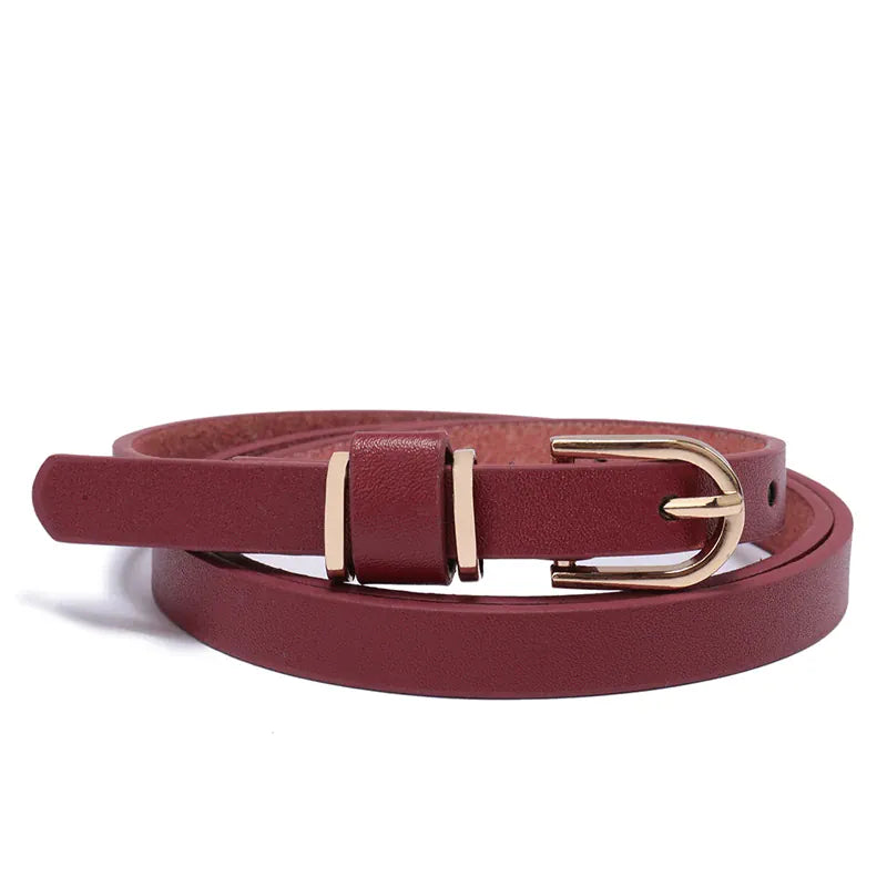 Women's Skinny Leather Belt Solid Color Waist or Hips Ornament Girls 1.5cm Wide Leopard Waistband 10 Sizes to Choose From CeinturesCuir