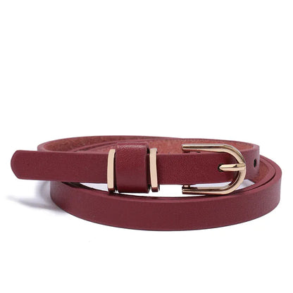 Women's Skinny Leather Belt Solid Color Waist or Hips Ornament Girls 1.5cm Wide Leopard Waistband 10 Sizes to Choose From CeinturesCuir