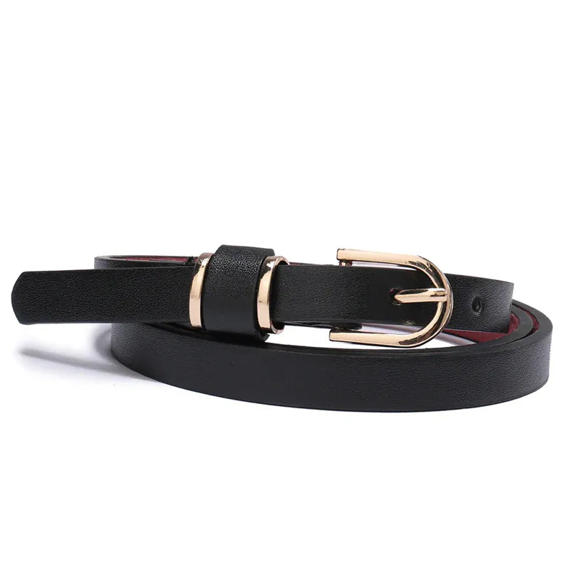 Women's Skinny Leather Belt Solid Color Waist or Hips Ornament Girls 1.5cm Wide Leopard Waistband 10 Sizes to Choose From CeinturesCuir