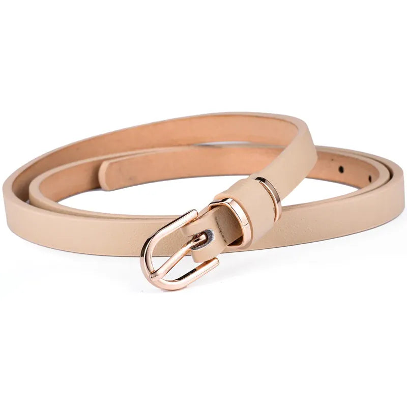 Women's Skinny Leather Belt Solid Color Waist or Hips Ornament Girls 1.5cm Wide Leopard Waistband 10 Sizes to Choose From CeinturesCuir