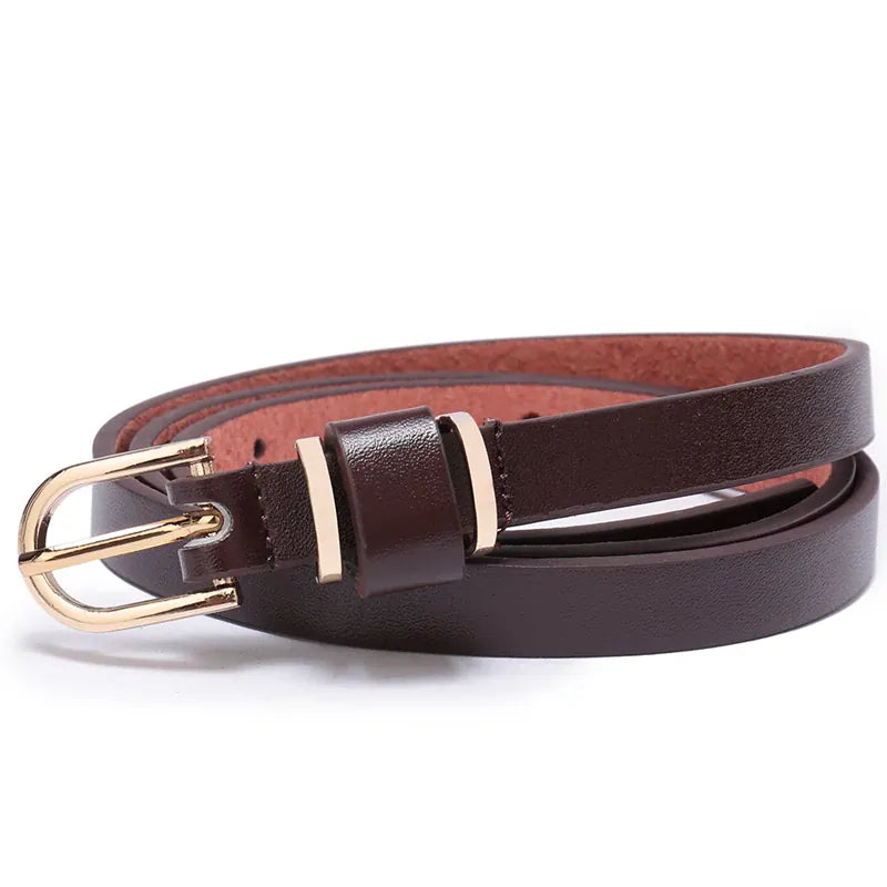Women's Skinny Leather Belt Solid Color Waist or Hips Ornament Girls 1.5cm Wide Leopard Waistband 10 Sizes to Choose From CeinturesCuir