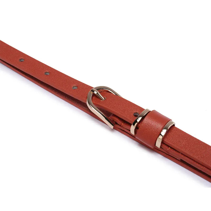 Women's Skinny Leather Belt Solid Color Waist or Hips Ornament Girls 1.5cm Wide Leopard Waistband 10 Sizes to Choose From CeinturesCuir