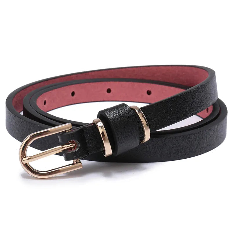 Women's Skinny Leather Belt Solid Color Waist or Hips Ornament Girls 1.5cm Wide Leopard Waistband 10 Sizes to Choose From CeinturesCuir