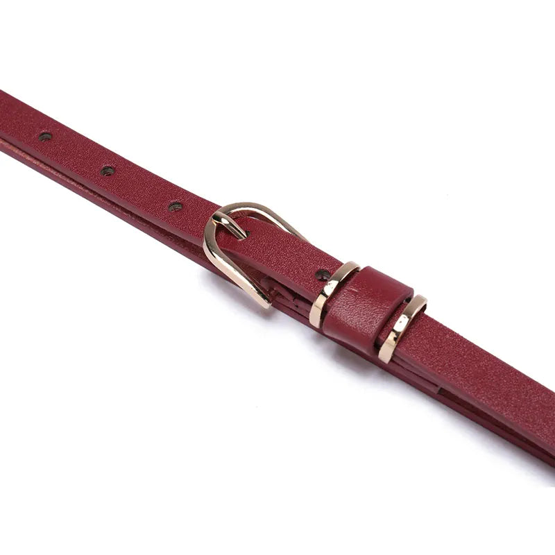Women's Skinny Leather Belt Solid Color Waist or Hips Ornament Girls 1.5cm Wide Leopard Waistband 10 Sizes to Choose From CeinturesCuir