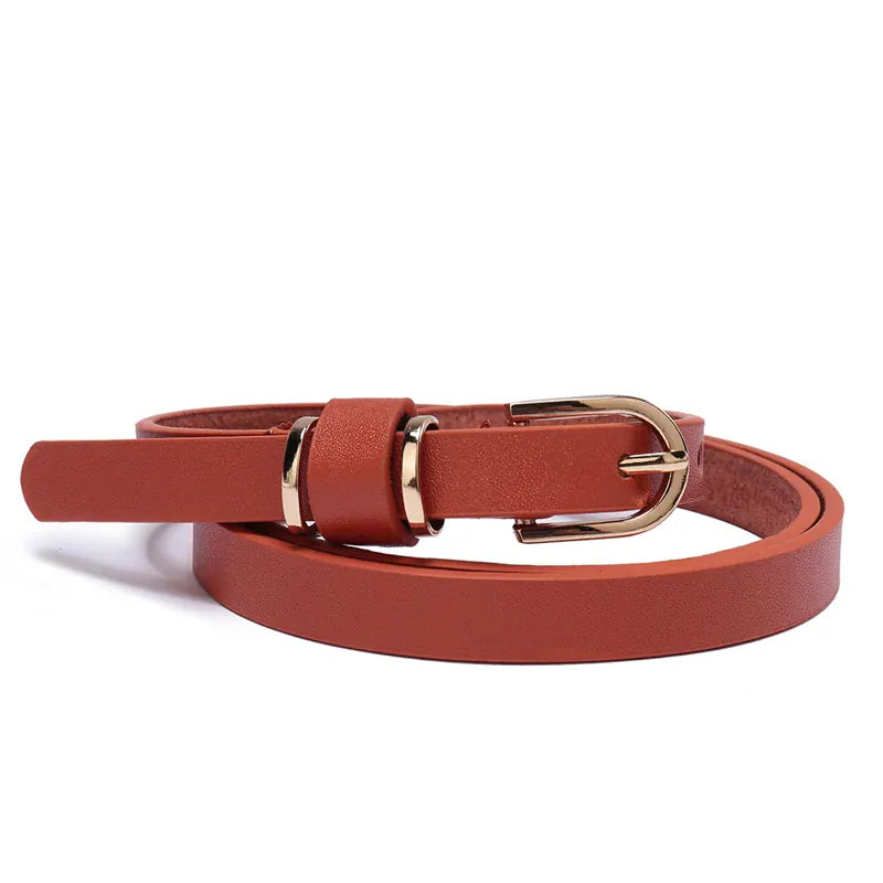 Women's Skinny Leather Belt Solid Color Waist or Hips Ornament Girls 1.5cm Wide Leopard Waistband 10 Sizes to Choose From CeinturesCuir