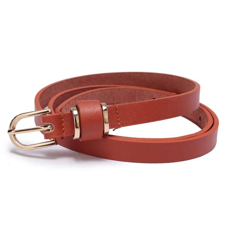 women1.5-orange / 135(Waist 115-120cm Women's Skinny Leather Belt Solid Color Waist or Hips Ornament Girls 1.5cm Wide Leopard Waistband 10 Sizes to Choose From CeinturesCuir