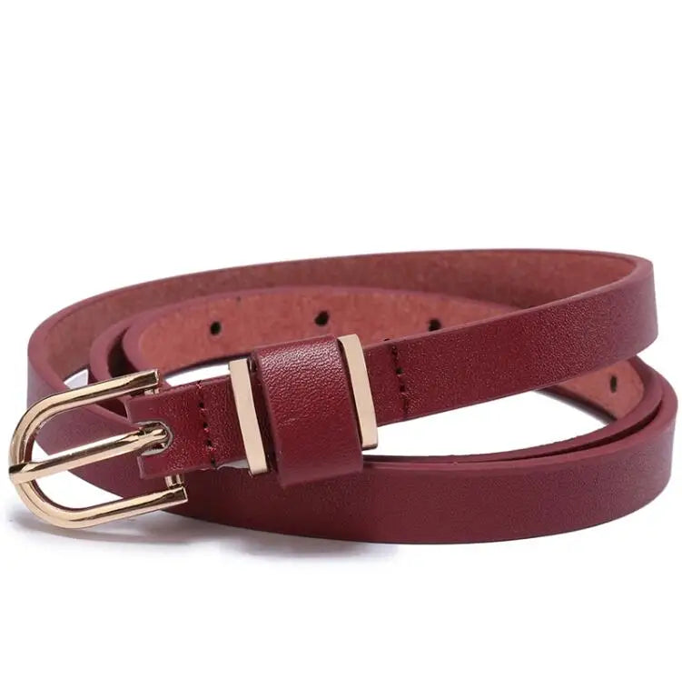 women1.5-Red / 135(Waist 115-120cm Women's Skinny Leather Belt Solid Color Waist or Hips Ornament Girls 1.5cm Wide Leopard Waistband 10 Sizes to Choose From CeinturesCuir