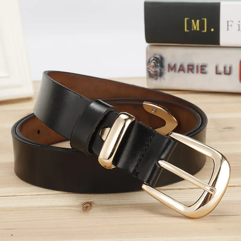 Women's Strap Casual All Match Women Brief Genuine Leather Belt Women Strap Pure Color Belts Top Quality Jeans Belt CeinturesCuir