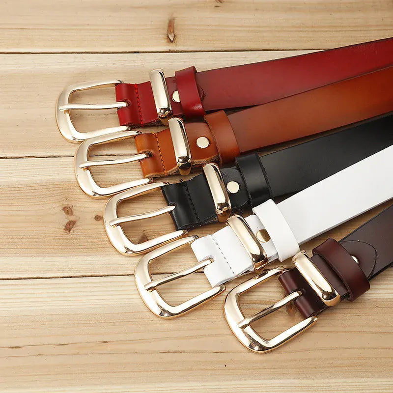 Women's Strap Casual All Match Women Brief Genuine Leather Belt Women Strap Pure Color Belts Top Quality Jeans Belt CeinturesCuir
