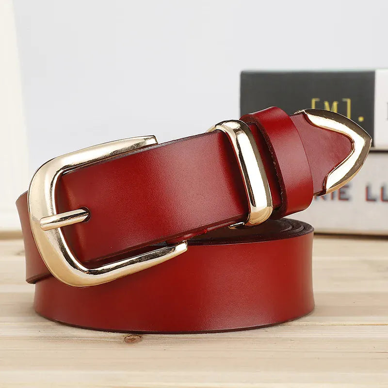 Red / 120cm Women's Strap Casual All Match Women Brief Genuine Leather Belt Women Strap Pure Color Belts Top Quality Jeans Belt CeinturesCuir