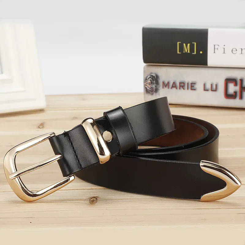 Women's Strap Casual All Match Women Brief Genuine Leather Belt Women Strap Pure Color Belts Top Quality Jeans Belt CeinturesCuir
