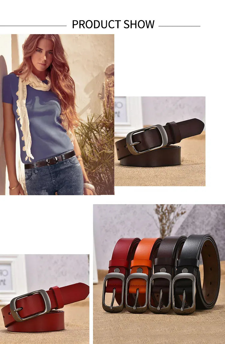 Women's Strap Casual All-Match Women Brief Genuine Leather Belt Women Strap Pure Color Belts Top Quality Jeans Belt WH001 CeinturesCuir