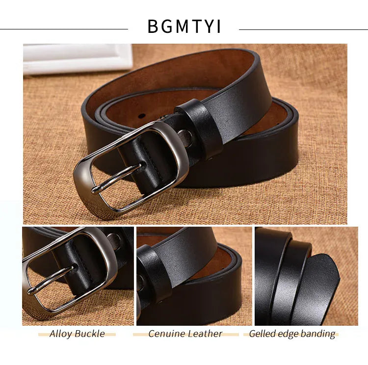 Women's Strap Casual All-Match Women Brief Genuine Leather Belt Women Strap Pure Color Belts Top Quality Jeans Belt WH001 CeinturesCuir