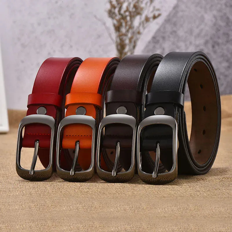 Women's Strap Casual All-Match Women Brief Genuine Leather Belt Women Strap Pure Color Belts Top Quality Jeans Belt WH001 CeinturesCuir