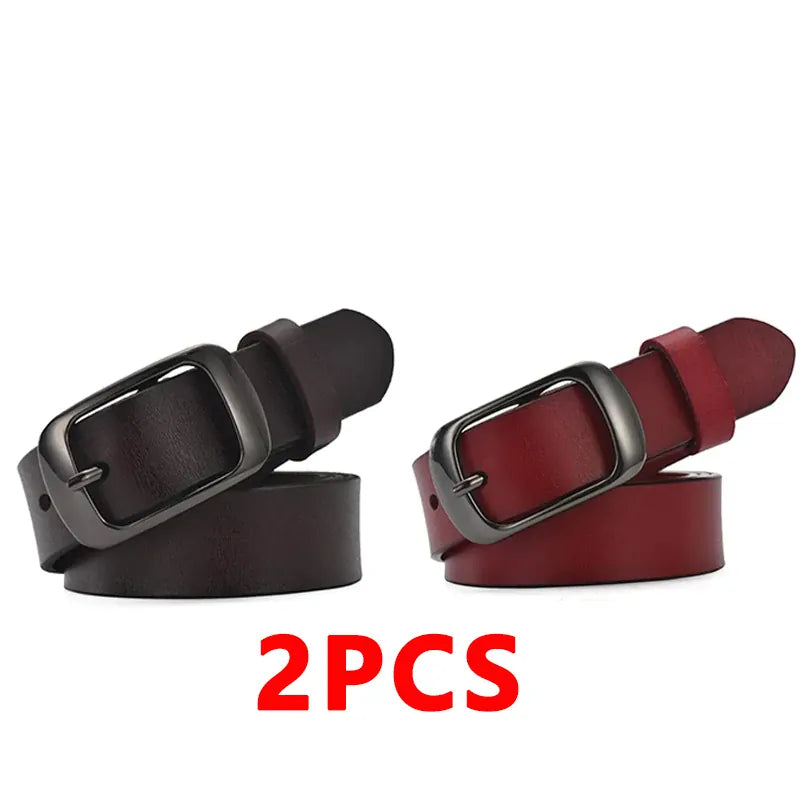Coffee-Burgundy / 90cm Women's Strap Casual All-Match Women Brief Genuine Leather Belt Women Strap Pure Color Belts Top Quality Jeans Belt WH001 CeinturesCuir