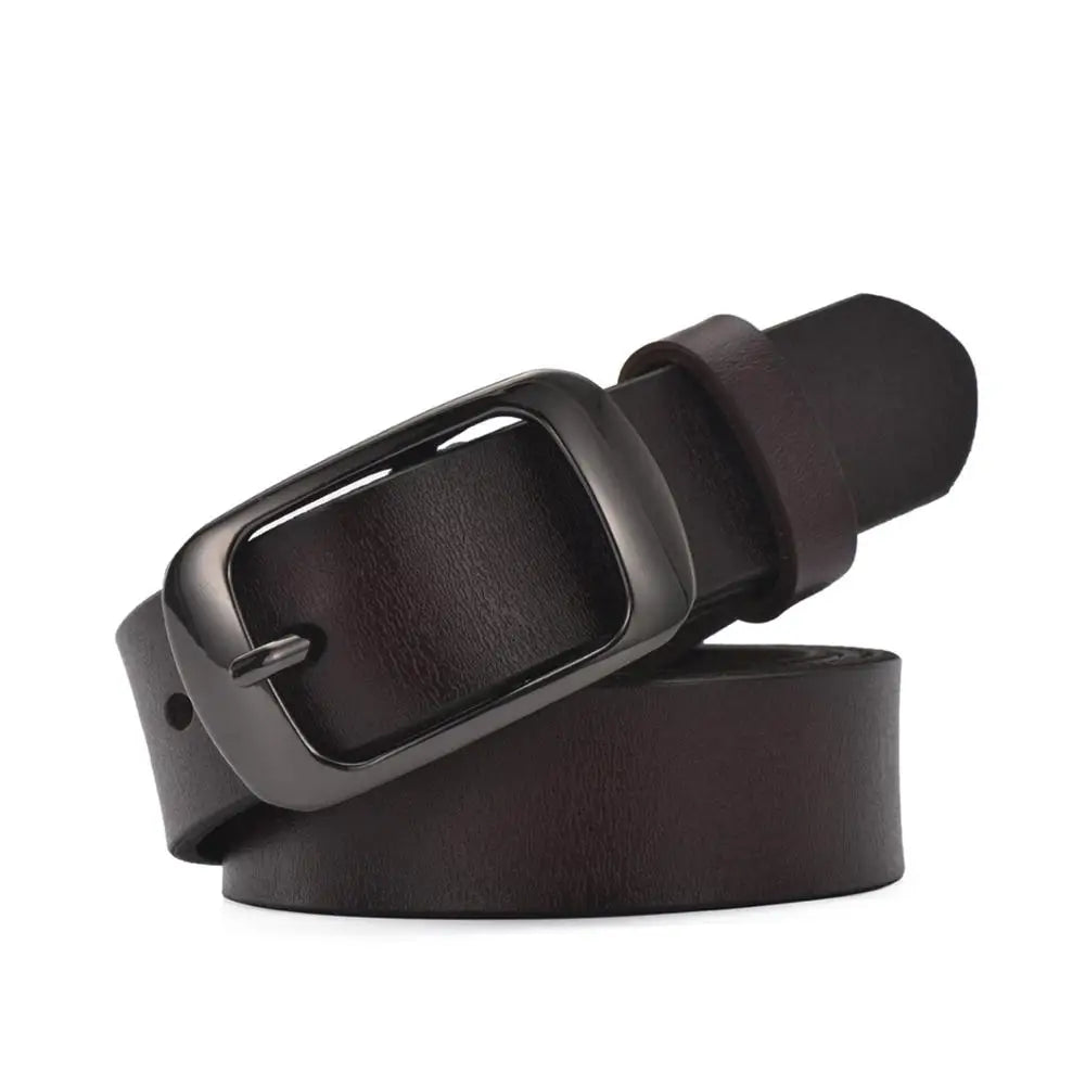 coffee / 100cm Women's Strap Casual All-Match Women Brief Genuine Leather Belt Women Strap Pure Color Belts Top Quality Jeans Belt WH001 CeinturesCuir
