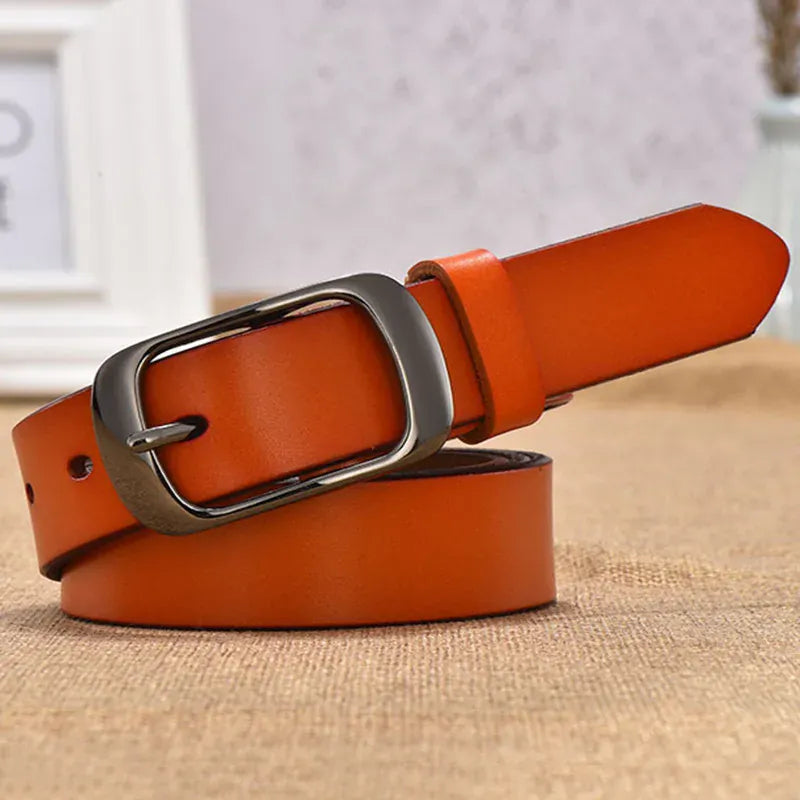 Women's Strap Casual All-Match Women Brief Genuine Leather Belt Women Strap Pure Color Belts Top Quality Jeans Belt WH001 CeinturesCuir