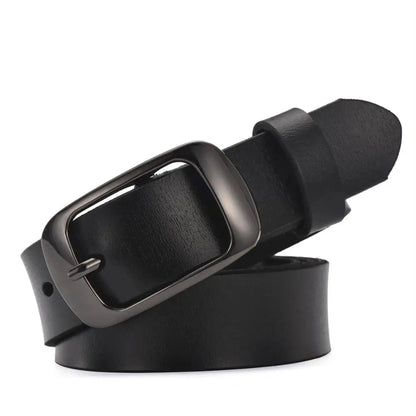 Balck / 110cm Women's Strap Casual All-Match Women Brief Genuine Leather Belt Women Strap Pure Color Belts Top Quality Jeans Belt WH001 CeinturesCuir