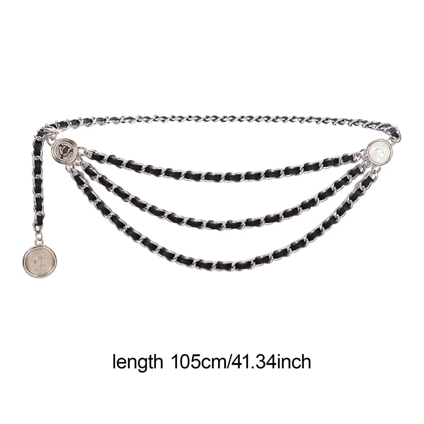 Black Leather Women's Waist Chain Belt Bridal Wedding Adjustable Tassel Body Jewelry Fashion Accessories for Party Carnival Holiday CeinturesCuir