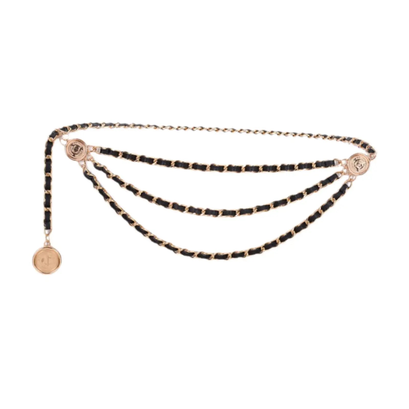 Gold Black Women's Waist Chain Belt Bridal Wedding Adjustable Tassel Body Jewelry Fashion Accessories for Party Carnival Holiday CeinturesCuir