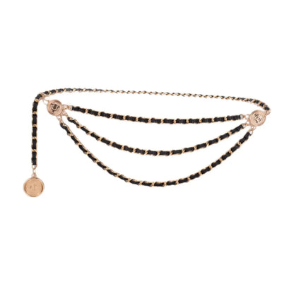 Gold Black Women's Waist Chain Belt Bridal Wedding Adjustable Tassel Body Jewelry Fashion Accessories for Party Carnival Holiday CeinturesCuir
