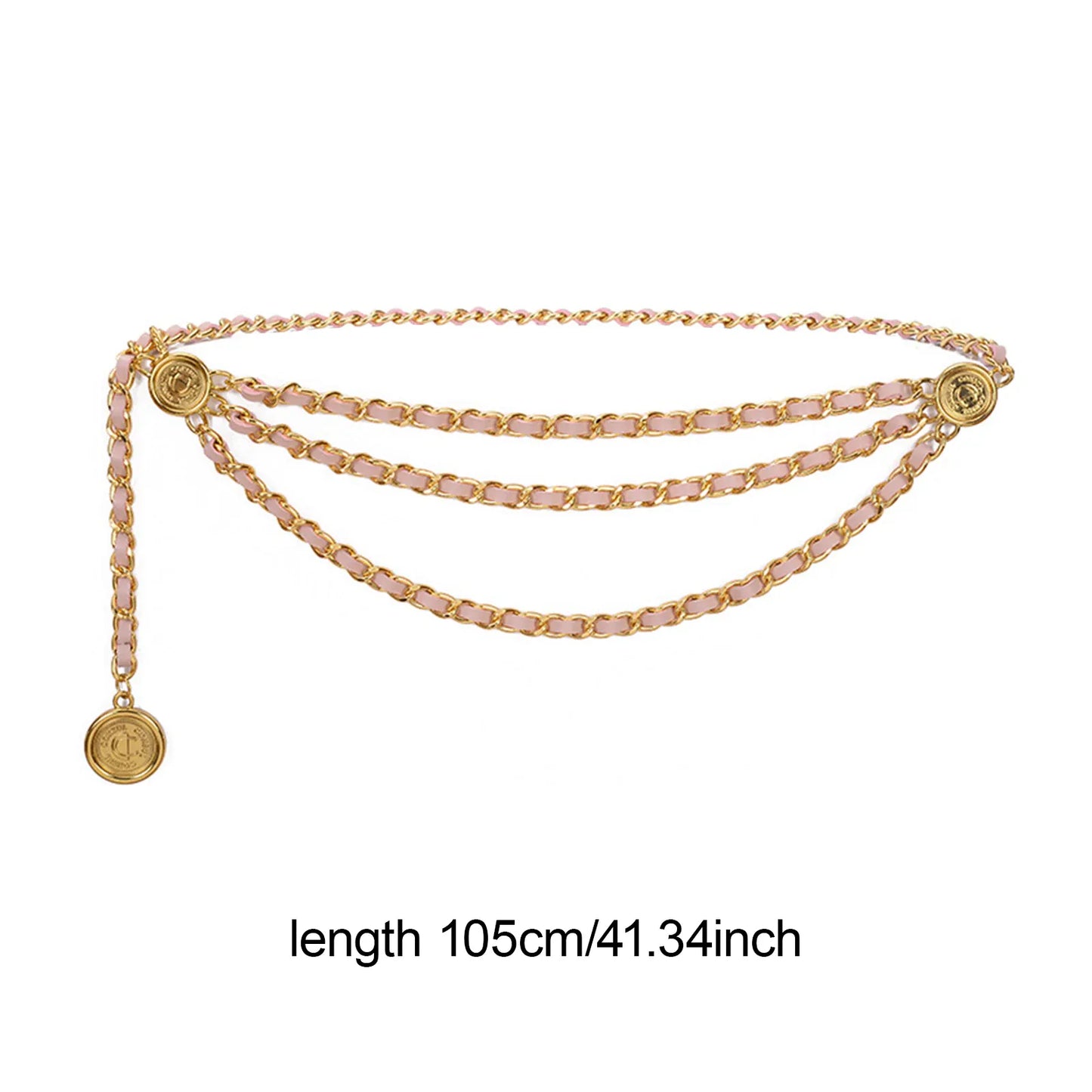 Pink Leather Women's Waist Chain Belt Bridal Wedding Adjustable Tassel Body Jewelry Fashion Accessories for Party Carnival Holiday CeinturesCuir