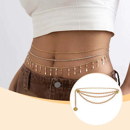 Women's Waist Chain Belt Bridal Wedding Adjustable Tassel Body Jewelry Fashion Accessories for Party Carnival Holiday CeinturesCuir