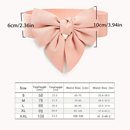 Pink / 98CM Women Stretch Waist Belt Straps Elegant Wide Side Waistband Large Bow Elastic Belts For Girls Dress Coat Cummerbunds Corset CeinturesCuir
