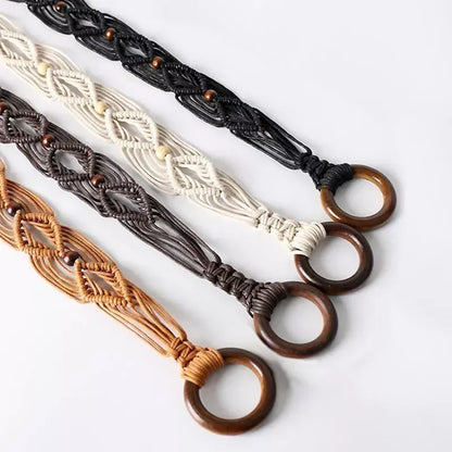 Women Woven Tassel Belt Braided Waistband Tie Strap Boho Girls Wide Waist Rope Chain Waist Belts For Dress Waistband Accessories CeinturesCuir